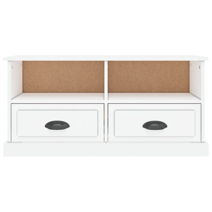 Meuble TV blanc brillant 93x35,5x45 cm bois d'ingénierie – Image 4