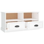 Meuble TV blanc brillant 93x35,5x45 cm bois d'ingénierie – Image 6