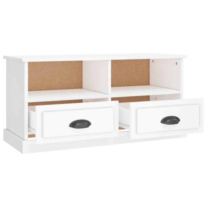 Meuble TV blanc brillant 93x35,5x45 cm bois d'ingénierie – Image 6