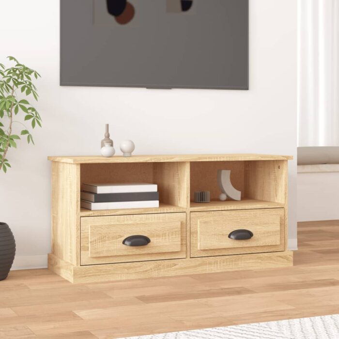 Meuble TV chêne sonoma 93x35,5x45 cm bois d'ingénierie – Image 1
