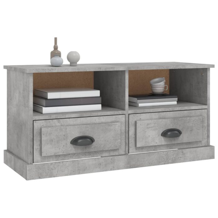 Meuble TV gris béton 93x35,5x45 cm bois d'ingénierie – Image 2