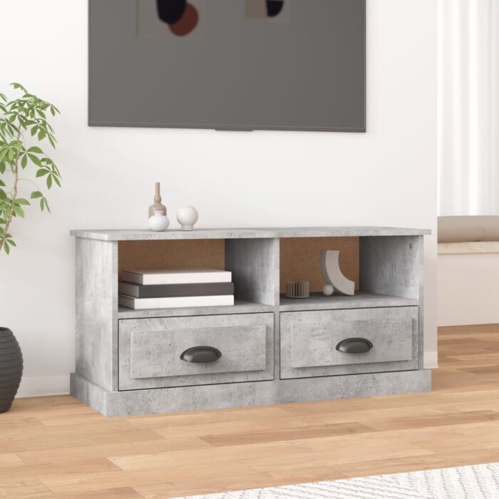 Meuble TV gris béton 93x35,5x45 cm bois d'ingénierie – Image 1