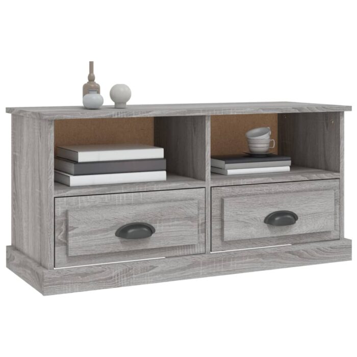 Meuble TV sonoma gris 93x35,5x45 cm bois d'ingénierie – Image 2