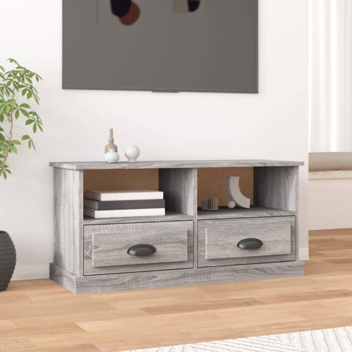 Meuble TV sonoma gris 93x35,5x45 cm bois d'ingénierie – Image 1