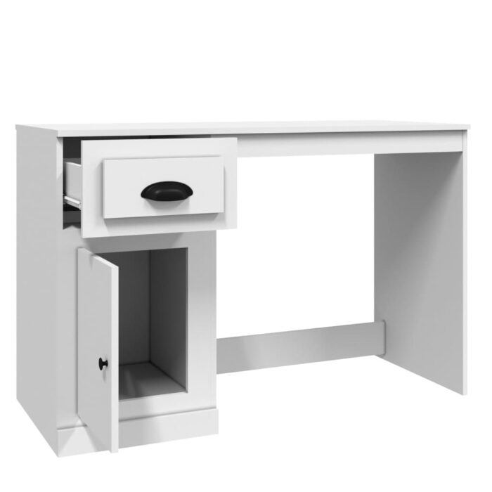 Bureau avec tiroir blanc 115x50x75 cm bois d'ingénierie – Image 6