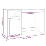 Bureau avec tiroir blanc 115x50x75 cm bois d'ingénierie – Image 8