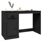 Bureau avec tiroir noir 115x50x75 cm bois d'ingénierie – Image 2