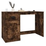 Bureau avec tiroir chêne fumé 115x50x75 cm bois d'ingénierie – Image 2