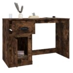 Bureau avec tiroir chêne fumé 115x50x75 cm bois d'ingénierie – Image 3