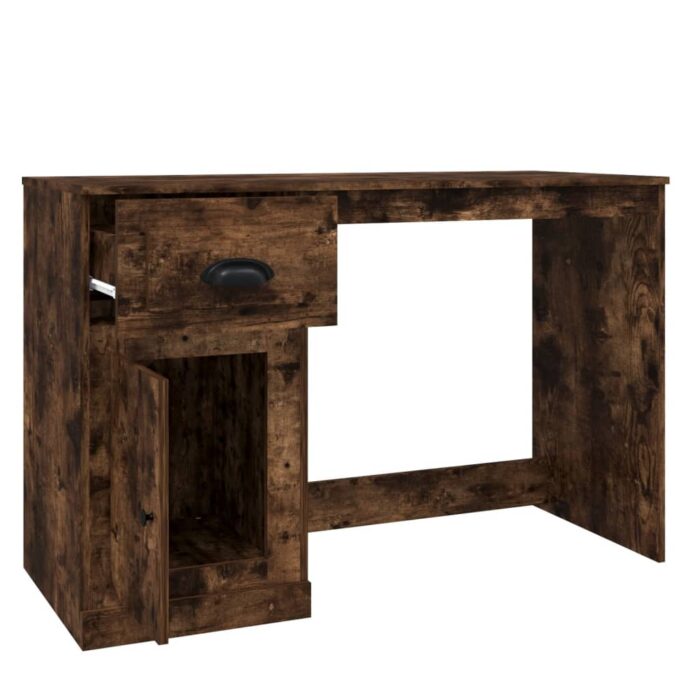 Bureau avec tiroir chêne fumé 115x50x75 cm bois d'ingénierie – Image 6