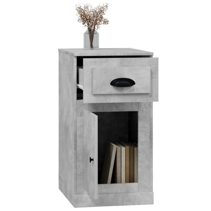 Armoire latérale avec tiroir gris béton 40x50x75 cm – Image 3