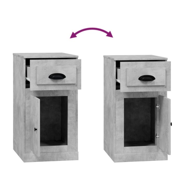 Armoire latérale avec tiroir gris béton 40x50x75 cm – Image 7