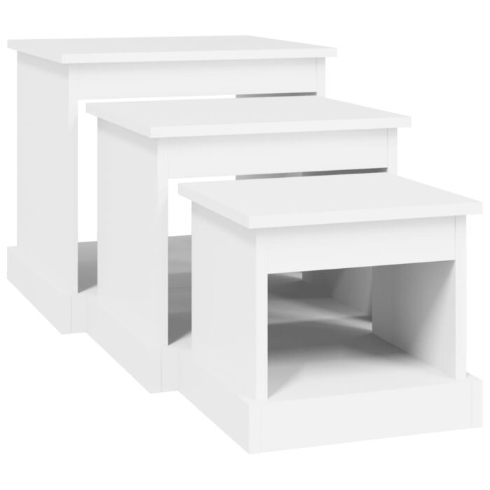 Tables basses 3 pcs blanc bois d'ingénierie – Image 3