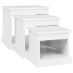Tables basses 3 pcs blanc brillant bois d'ingénierie – Image 3