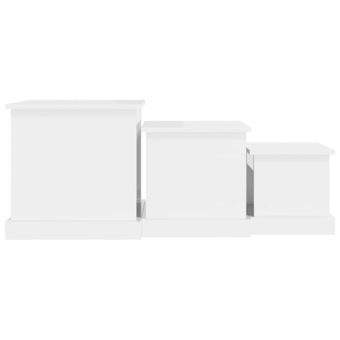 Tables basses 3 pcs blanc brillant bois d'ingénierie – Image 5