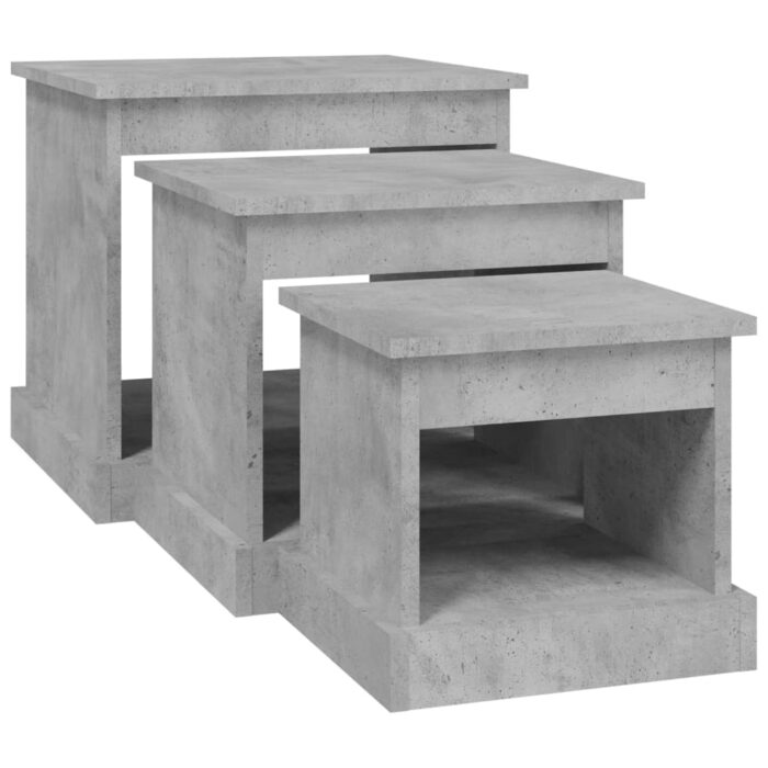 Tables basses 3 pcs gris béton bois d'ingénierie – Image 3