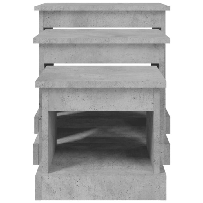 Tables basses 3 pcs gris béton bois d'ingénierie – Image 4