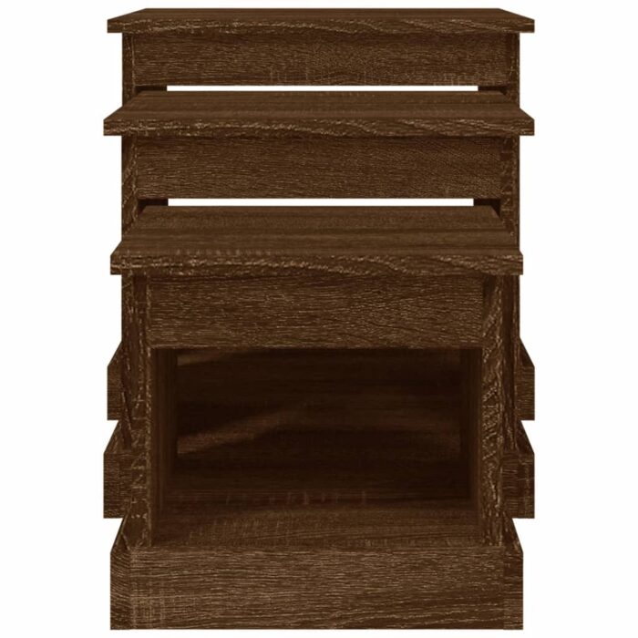 Tables basses 3 pcs chêne marron bois d'ingénierie – Image 4
