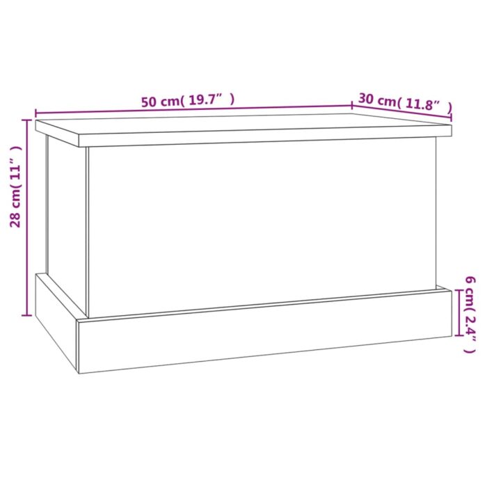 Boîte de rangement noir 50x30x28 cm bois d'ingénierie – Image 8
