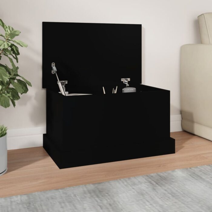 Boîte de rangement noir 50x30x28 cm bois d'ingénierie – Image 1