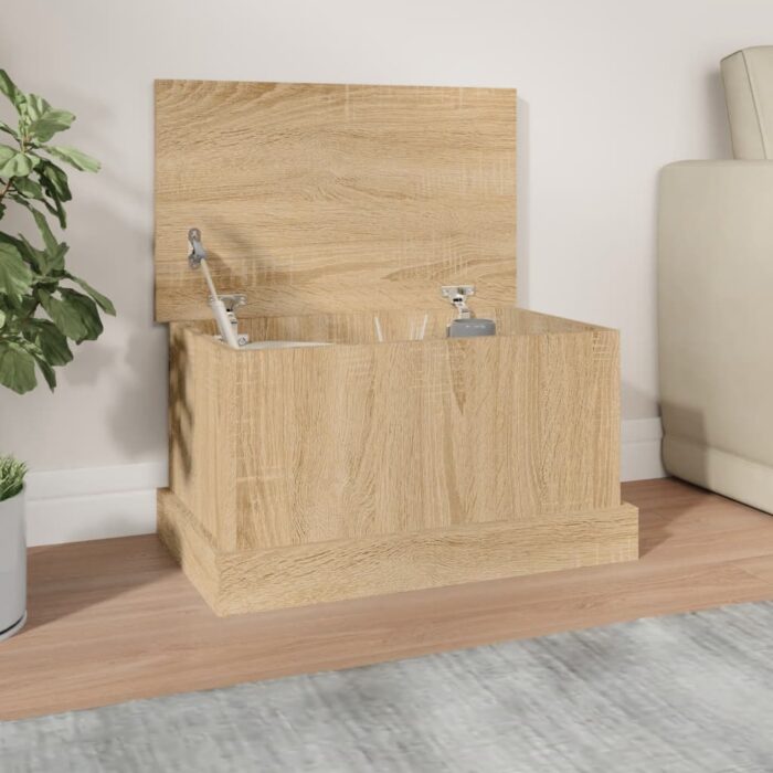 Boîte de rangement chêne sonoma 50x30x28 cm bois d'ingénierie – Image 1