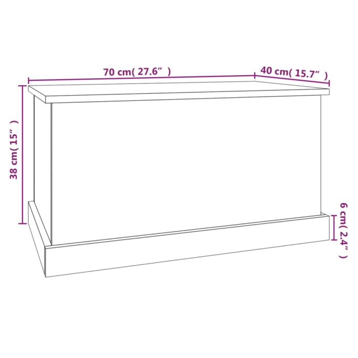 Boîte de rangement gris béton 70x40x38 cm bois d'ingénierie – Image 8