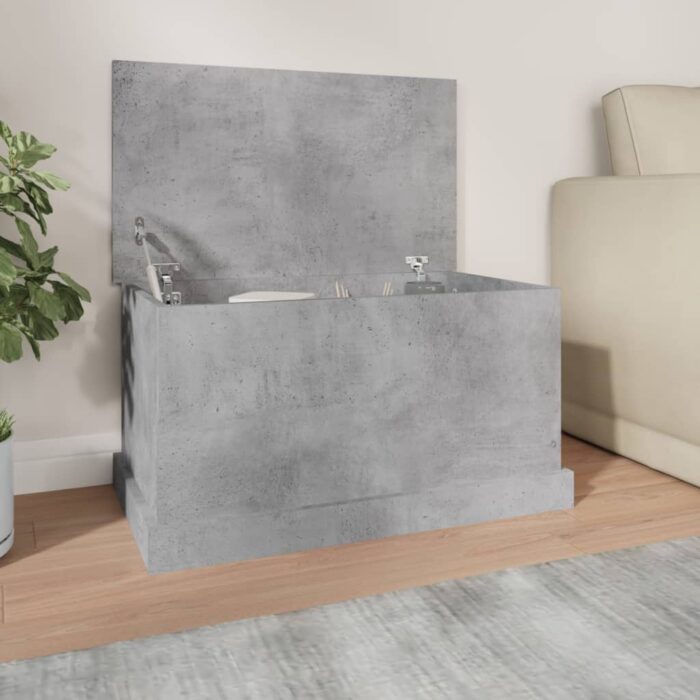Boîte de rangement gris béton 70x40x38 cm bois d'ingénierie – Image 1