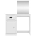 Coiffeuse avec miroir blanc 90x50x132,5 cm bois d'ingénierie – Image 4