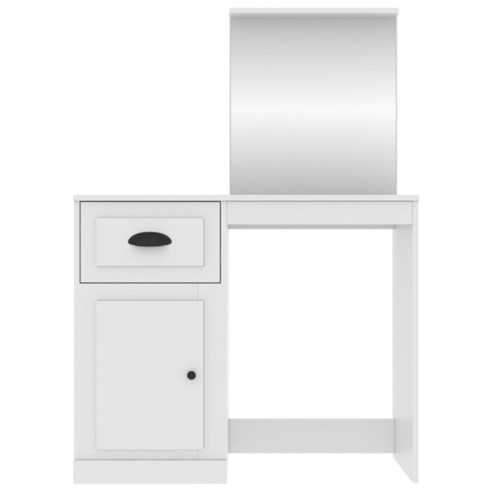 Coiffeuse avec miroir blanc 90x50x132,5 cm bois d'ingénierie – Image 4