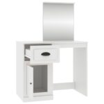 Coiffeuse avec miroir blanc 90x50x132,5 cm bois d'ingénierie – Image 5