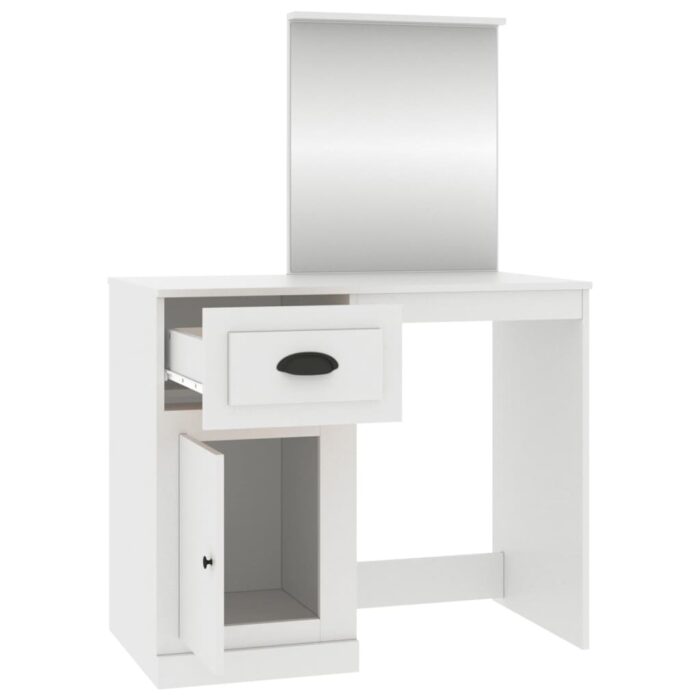 Coiffeuse avec miroir blanc 90x50x132,5 cm bois d'ingénierie – Image 5