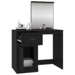 Coiffeuse avec miroir noir 90x50x132,5 cm bois d'ingénierie – Image 3