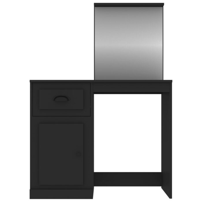 Coiffeuse avec miroir noir 90x50x132,5 cm bois d'ingénierie – Image 4