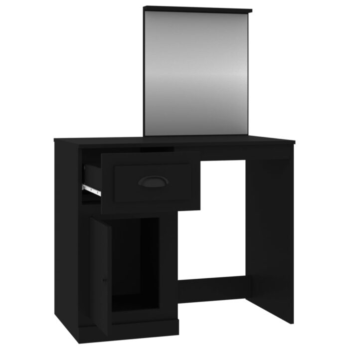 Coiffeuse avec miroir noir 90x50x132,5 cm bois d'ingénierie – Image 5