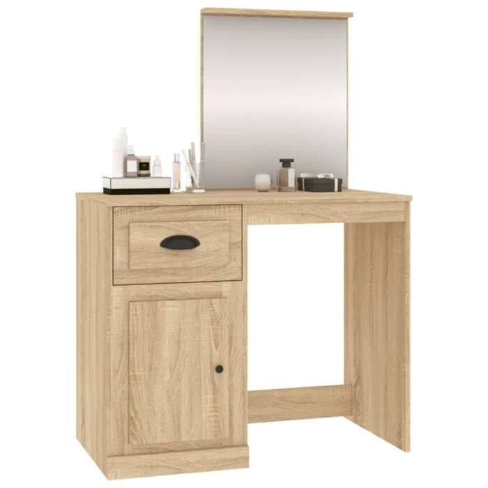 Coiffeuse avec miroir chêne sonoma 90x50x132,5 cm – Image 2
