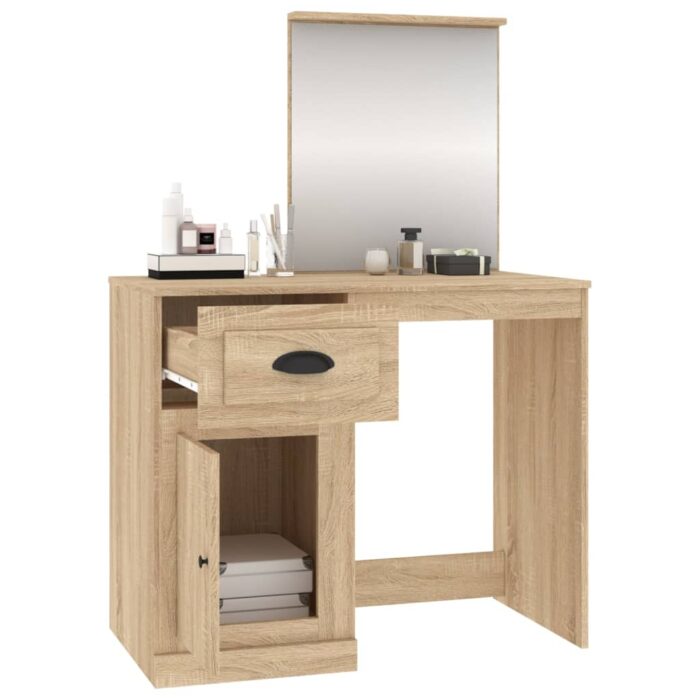 Coiffeuse avec miroir chêne sonoma 90x50x132,5 cm – Image 3