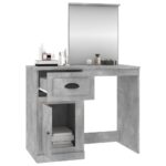 Coiffeuse et miroir gris béton 90x50x132,5 cm bois d'ingénierie – Image 3