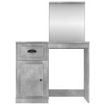Coiffeuse et miroir gris béton 90x50x132,5 cm bois d'ingénierie – Image 4