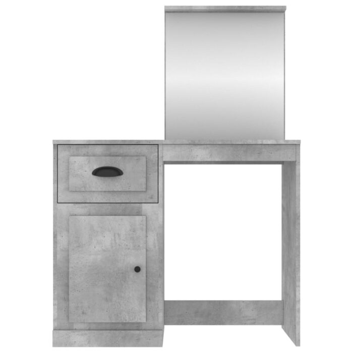 Coiffeuse et miroir gris béton 90x50x132,5 cm bois d'ingénierie – Image 4