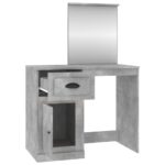 Coiffeuse et miroir gris béton 90x50x132,5 cm bois d'ingénierie – Image 5