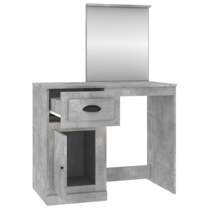 Coiffeuse et miroir gris béton 90x50x132,5 cm bois d'ingénierie – Image 5