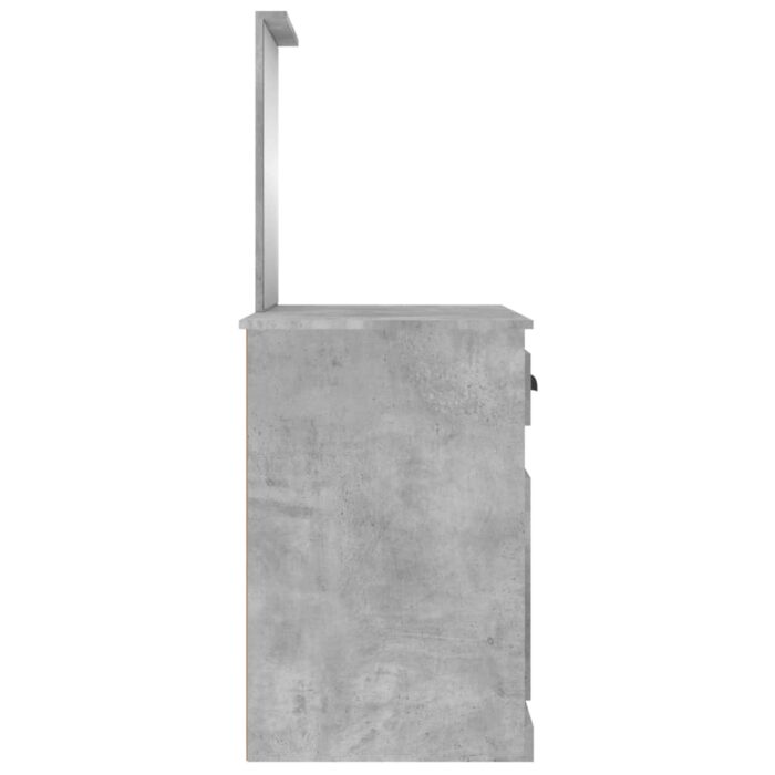 Coiffeuse et miroir gris béton 90x50x132,5 cm bois d'ingénierie – Image 6