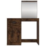 Coiffeuse et miroir chêne fumé 90x50x132,5 cm bois d'ingénierie – Image 4