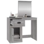 Coiffeuse avec miroir sonoma gris 90x50x132,5cm bois ingénierie – Image 3