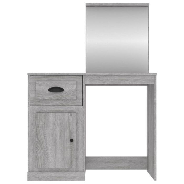 Coiffeuse avec miroir sonoma gris 90x50x132,5cm bois ingénierie – Image 4