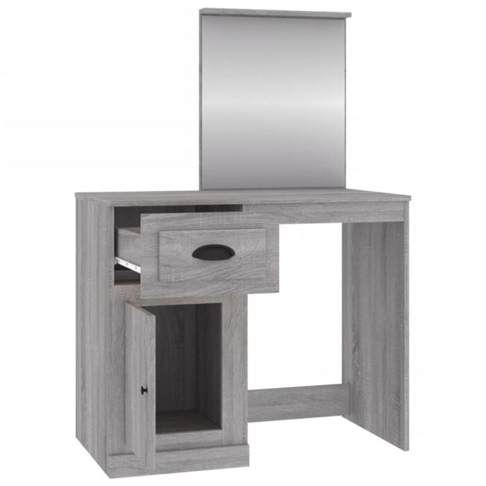 Coiffeuse avec miroir sonoma gris 90x50x132,5cm bois ingénierie – Image 5