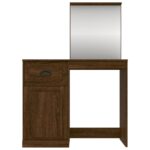 Coiffeuse et miroir chêne marron 90x50x132,5 cm bois ingénierie – Image 4