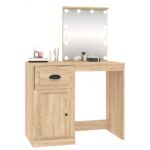 Coiffeuse avec LED chêne sonoma 90x50x132,5cm bois d'ingénierie – Image 2