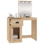 Coiffeuse avec LED chêne sonoma 90x50x132,5cm bois d'ingénierie – Image 3
