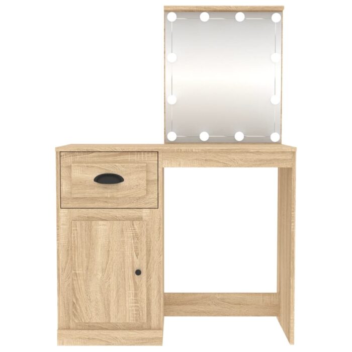 Coiffeuse avec LED chêne sonoma 90x50x132,5cm bois d'ingénierie – Image 7